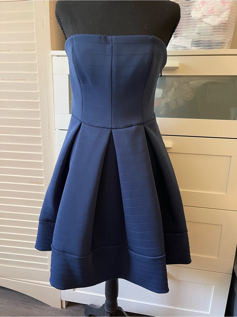 Halston Heritage Navy Strapless Fit-and-Flare Dress